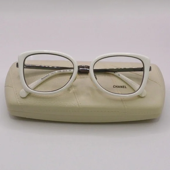 Chanel Women’s Eyeglasses | White & Silver Frame | 50-18-135 | Made in Italy - Picture 3 of 12